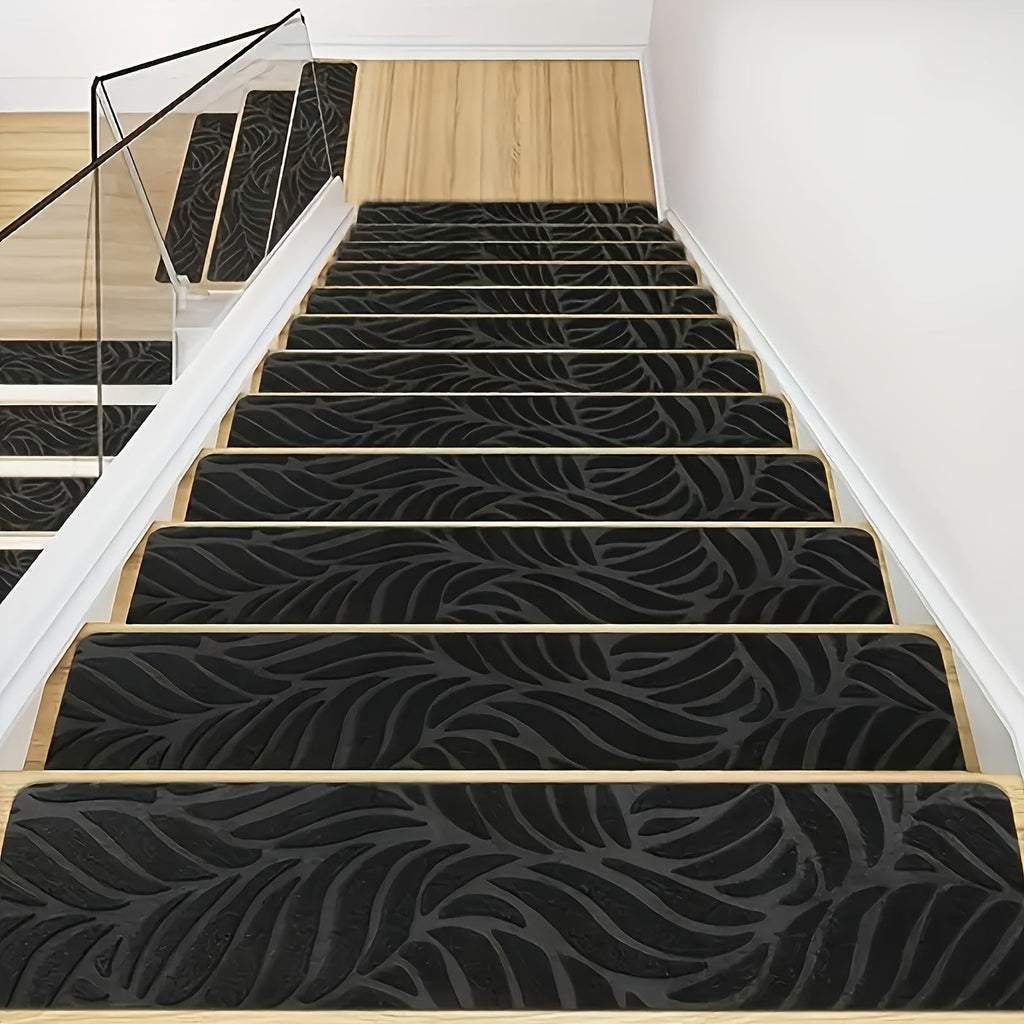 Non-Slip Stair Treads 15 Pack ¨C Self-Adhesive Indoor Stair Mats for Wooden Steps, Washable Polyester Carpet Runners, Protects Stairs & Prevents Slipping for Kids, Pets & Elderly