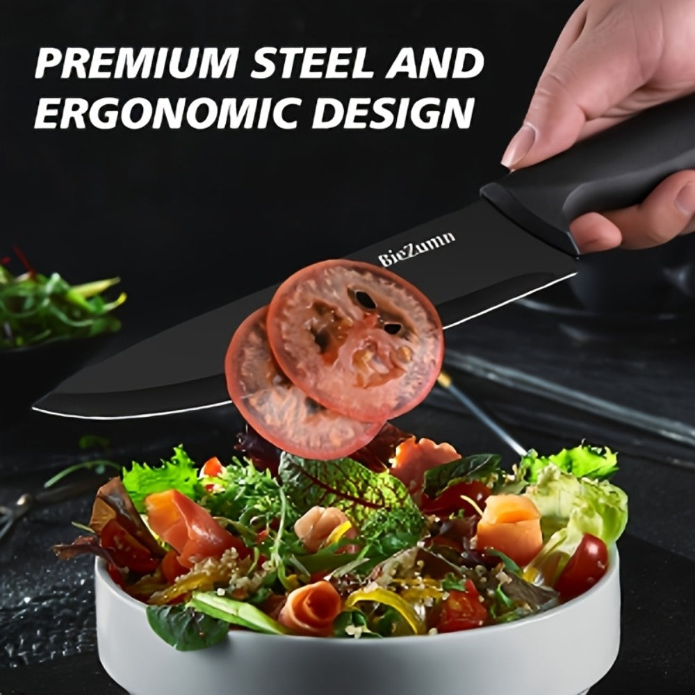 Kitchen Knife Set ¨C 3-Piece & 14-Piece Multi-Purpose Chef¡¯s Knife, Steak Knife, Fruit Knife & Scissors with Storage Block, Black