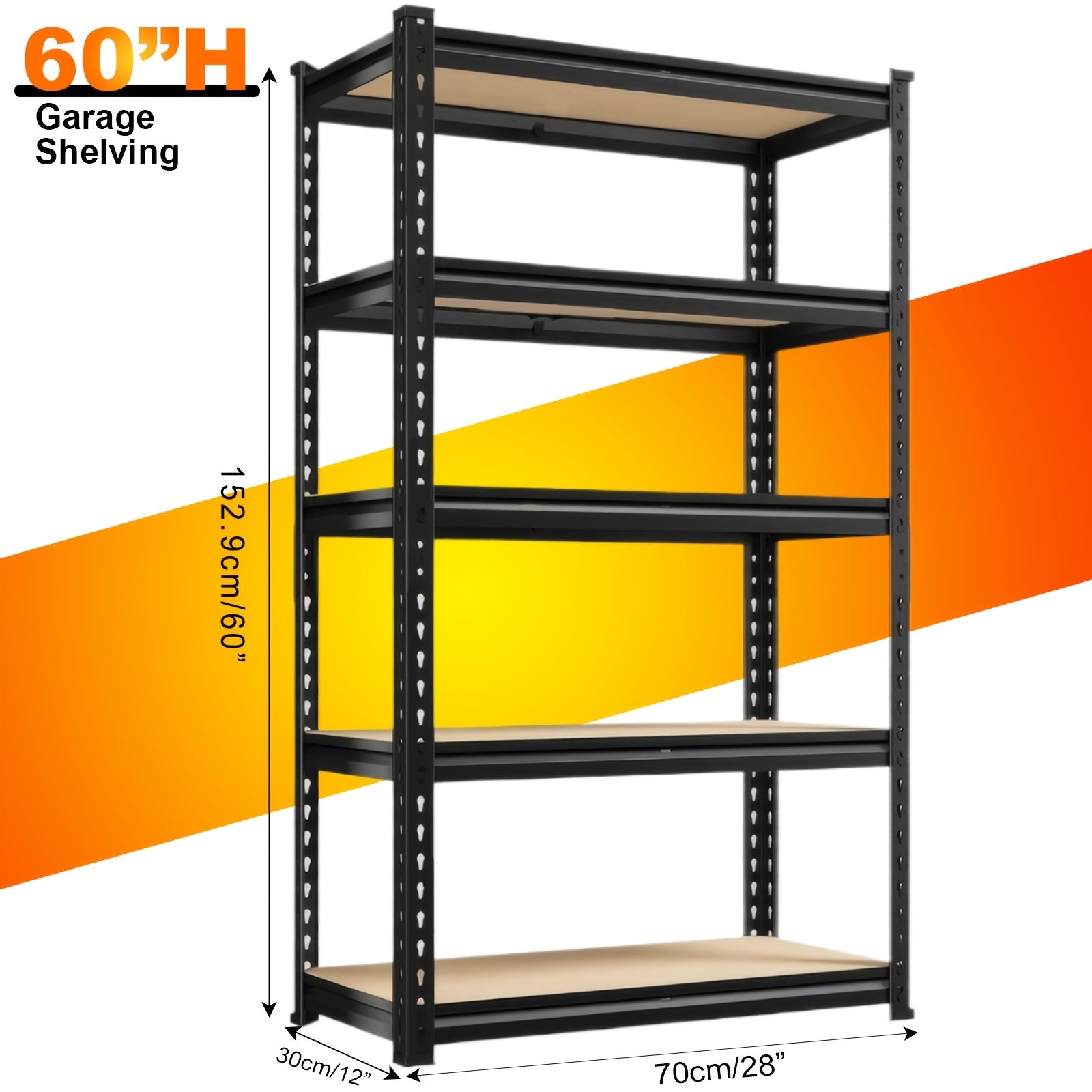 Heavy Duty Shelving Unit 5-Tier Metal Storage Shelves 2000 LBS Capacity, 60¡±H x 28¡±W x 12¡±D Adjustable Steel Rack for Garage, Closet, Pantry & Basement Organization, Easy Assembly Utility Shelf