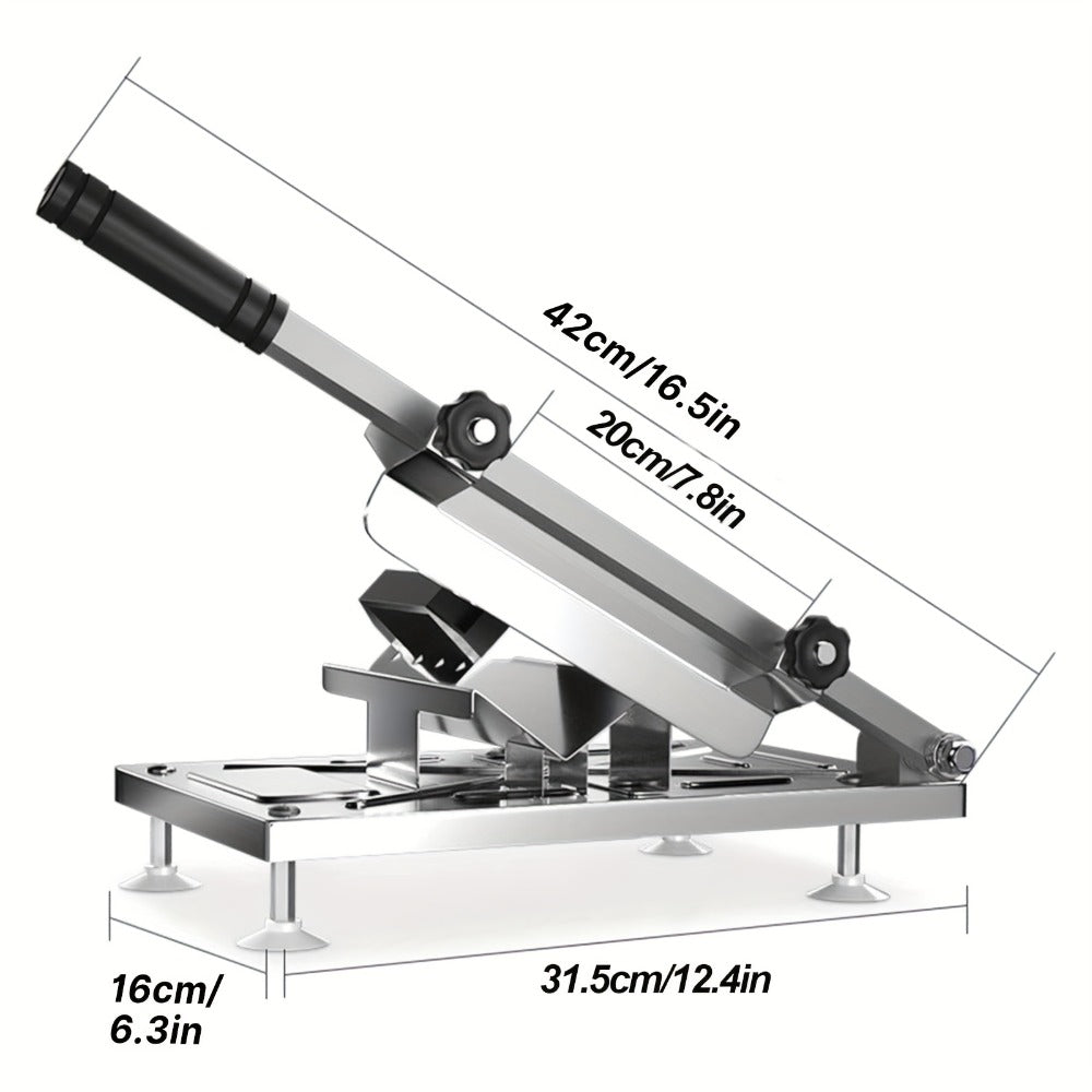 Manual Meat Slicer ¨C Stainless Steel Food Slicer with Adjustable Thickness, Sharp 430 Steel Blade for Slicing Frozen Meat, Vegetables & Fruits, Durable, Easy to Clean, Home Kitchen Cutter