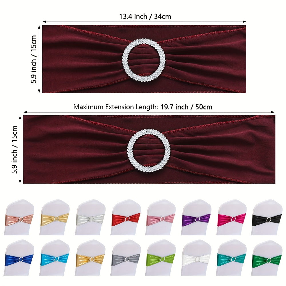 Chair Sashes for Wedding 100pcs Stretch Spandex Elastic Chair Sash Bands with Buckle for Dining Chairs Banquet Party Event Decor - Bulk Set Multiple Colors