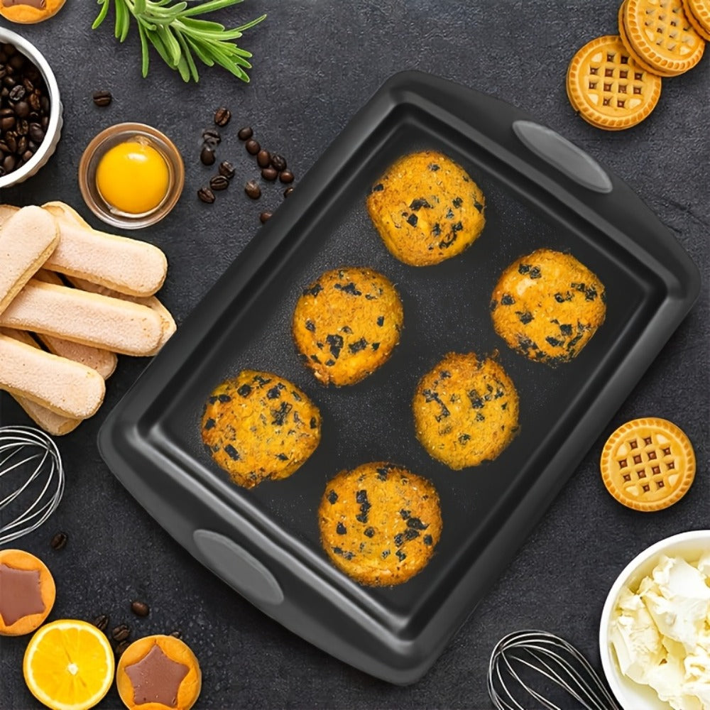 Nonstick Baking Sheet Set with Silicone Handles, Carbon Steel Cookie Sheet Pan Set in Assorted Sizes, Stackable Bakeware for Baking Roasting, Heavy Duty Oven Pans with Orange Handles, 2-Piece or 6-Piece