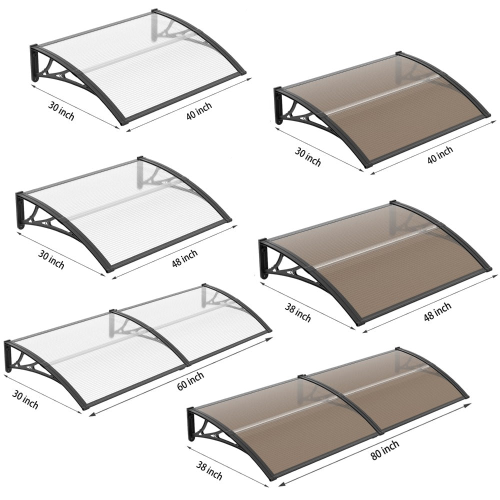 Window Awning Door Canopy Polycarbonate Overhang ¨C UPF 50+ UV & Rain Protection, Leak-Proof Hollow Sheet, Weather-Resistant Outdoor Patio Awning for Doorways, Windows, Storefronts ¨C Multiple Sizes & Colors