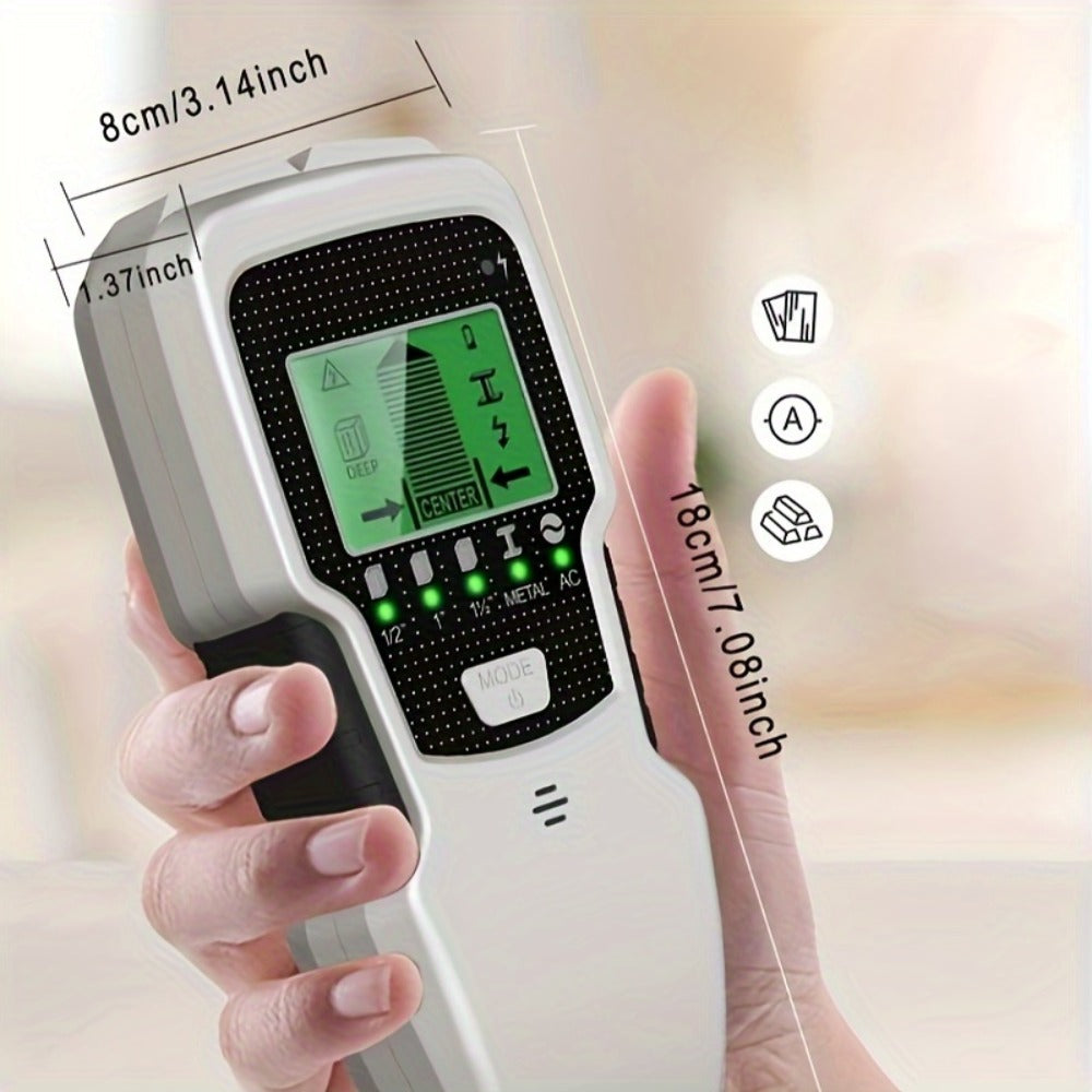 Stud Finder Wall Scanner 5-in-1 Electronic C75 | LCD Display Audio Alarm Detects Wood Studs AC Live Wire Metal Pipes Joists | Accurate Wall Detector for Drywall Home Renovation DIY Hanging TV Shelf