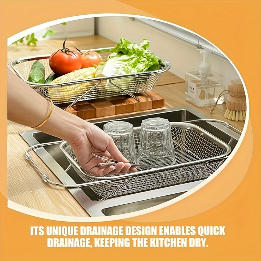 Expandable Stainless Steel Colander & Drain Basket ¨C Adjustable Strainer for Vegetables, Fruits & Kitchen Sink Use