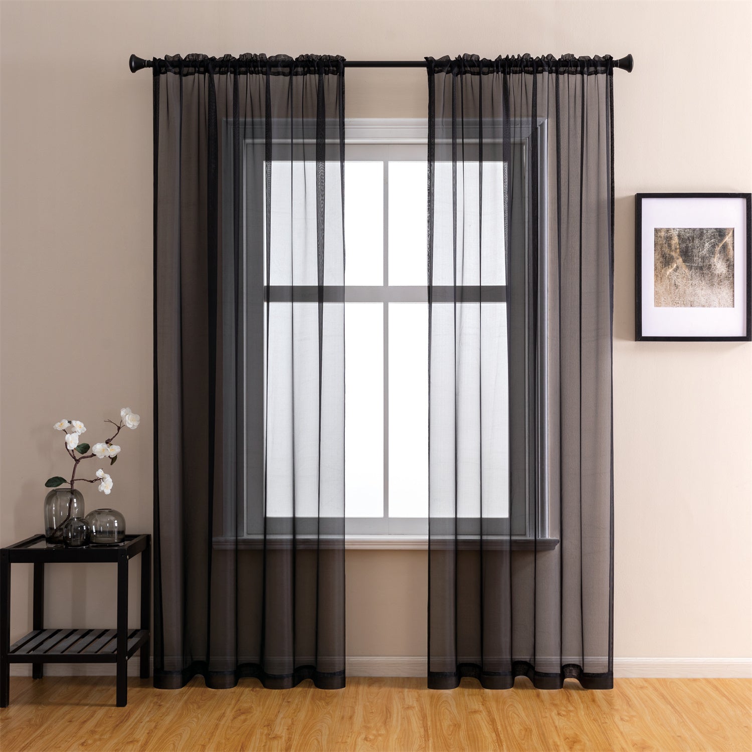Sheer Curtains 2 Panels Rod Pocket ¨C Light Filtering Privacy Window Drapes for Living Room Bedroom Modern Home Decor