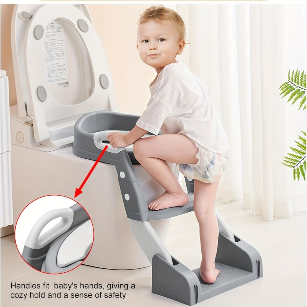 Potty Training Seat with Step Ladder 2-in-1 Toddler Toilet Seat & Stool - Foldable Kids Potty Chair with Splash Guard, Anti-Slip Pads & Handles for Boys Girls
