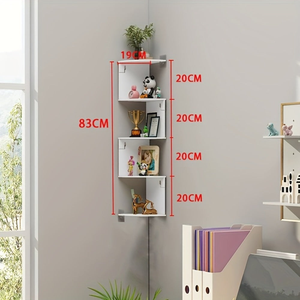 Corner Wall Shelf 3-5 Tier Floating Hanging Corner Shelf Wall Mounted Storage Organizer for Living Room Bedroom Kitchen Bathroom Office