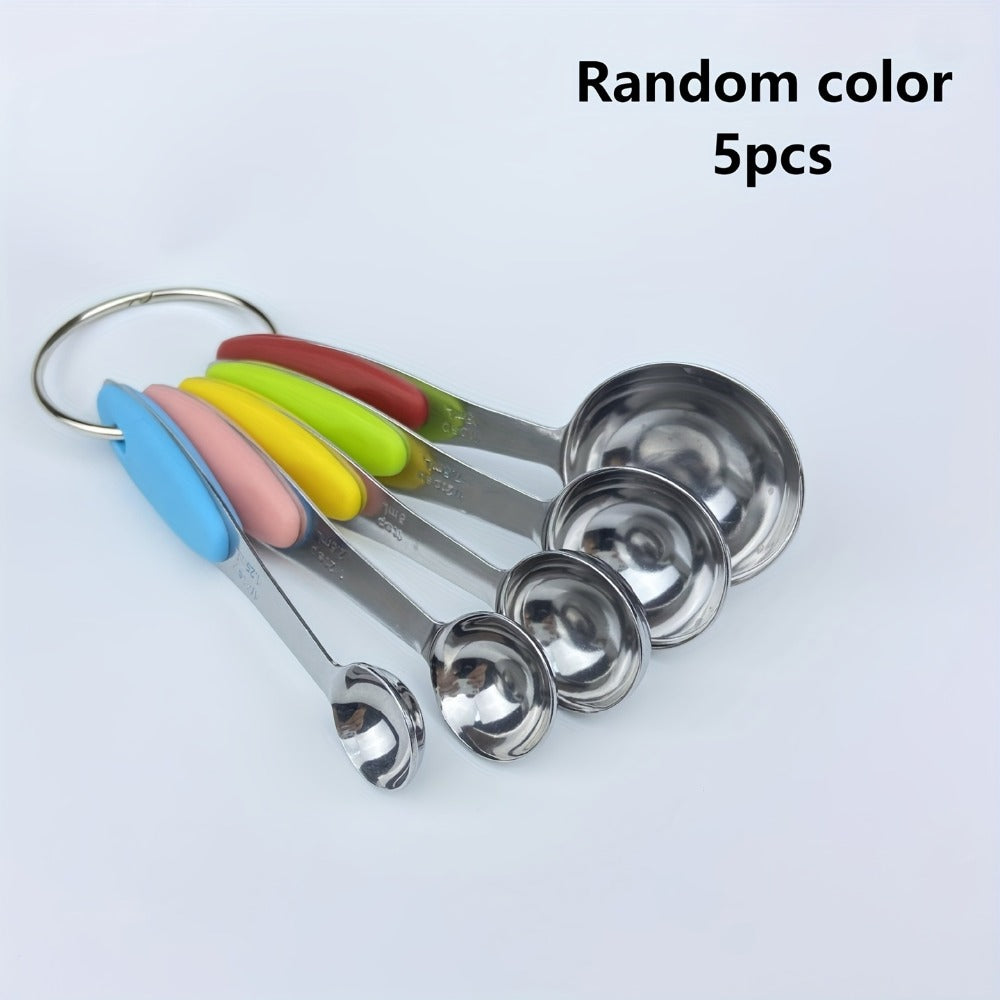 Measuring Cups and Spoons Set 10-Piece Stainless Steel with Silicone Handle ¨C Precise Baking & Cooking Measurement Tools | Dishwasher Safe | Christmas Kitchen Gift