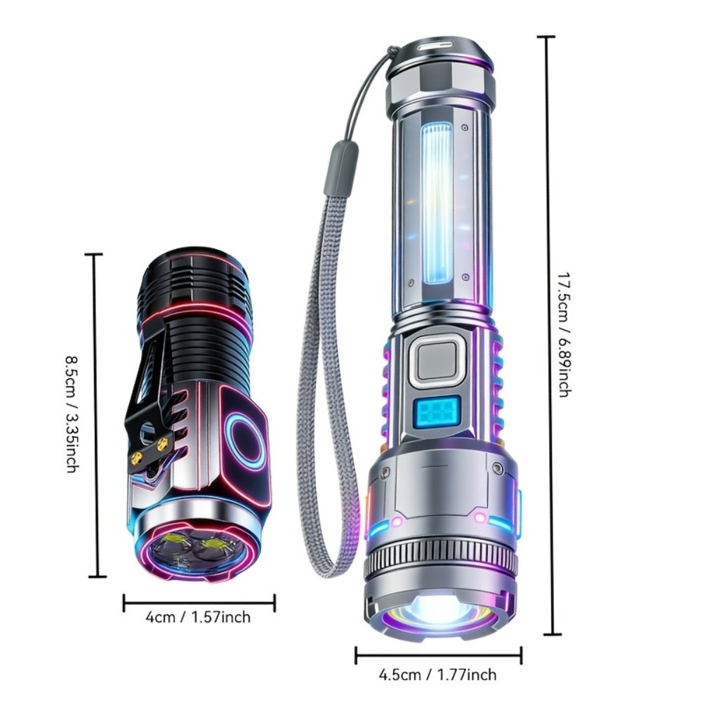 High-Intensity Flashlight 4pcs Set - Ultra Bright Rechargeable Zoomable Handheld Flashlight with Magnetic Base Adjustable Beam Multiple Modes Portable Work Light for Camping Fishing Outdoor Emergency