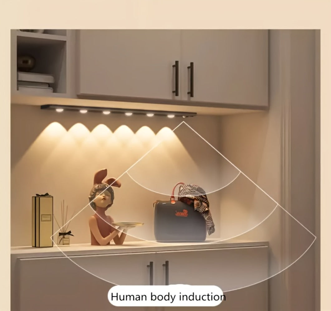 Motion Sensor LED Strip Light USB Rechargeable ¨C 3-Color Dimmable Wireless Night Light for Kitchen, Wardrobe, Cabinet, Shoe Cabinet & Bedroom (20cm / 30cm / 40cm / 50cm, 1 or 2 Pack)