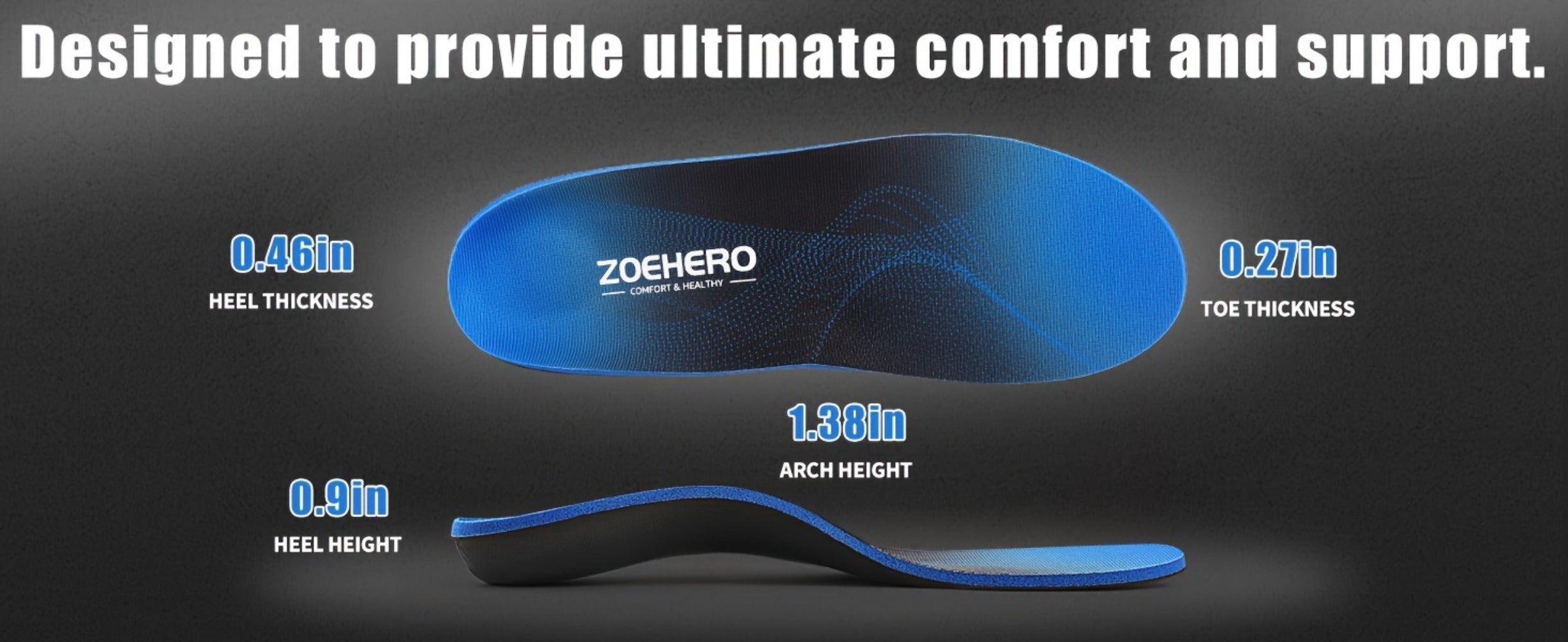 Arch Support Insoles for Men & Women ¨C Heavy Duty Shoe Inserts for Flat Feet, Shock Absorption, Plantar Fasciitis Relief, Work Boots, Hiking & Standing All Day