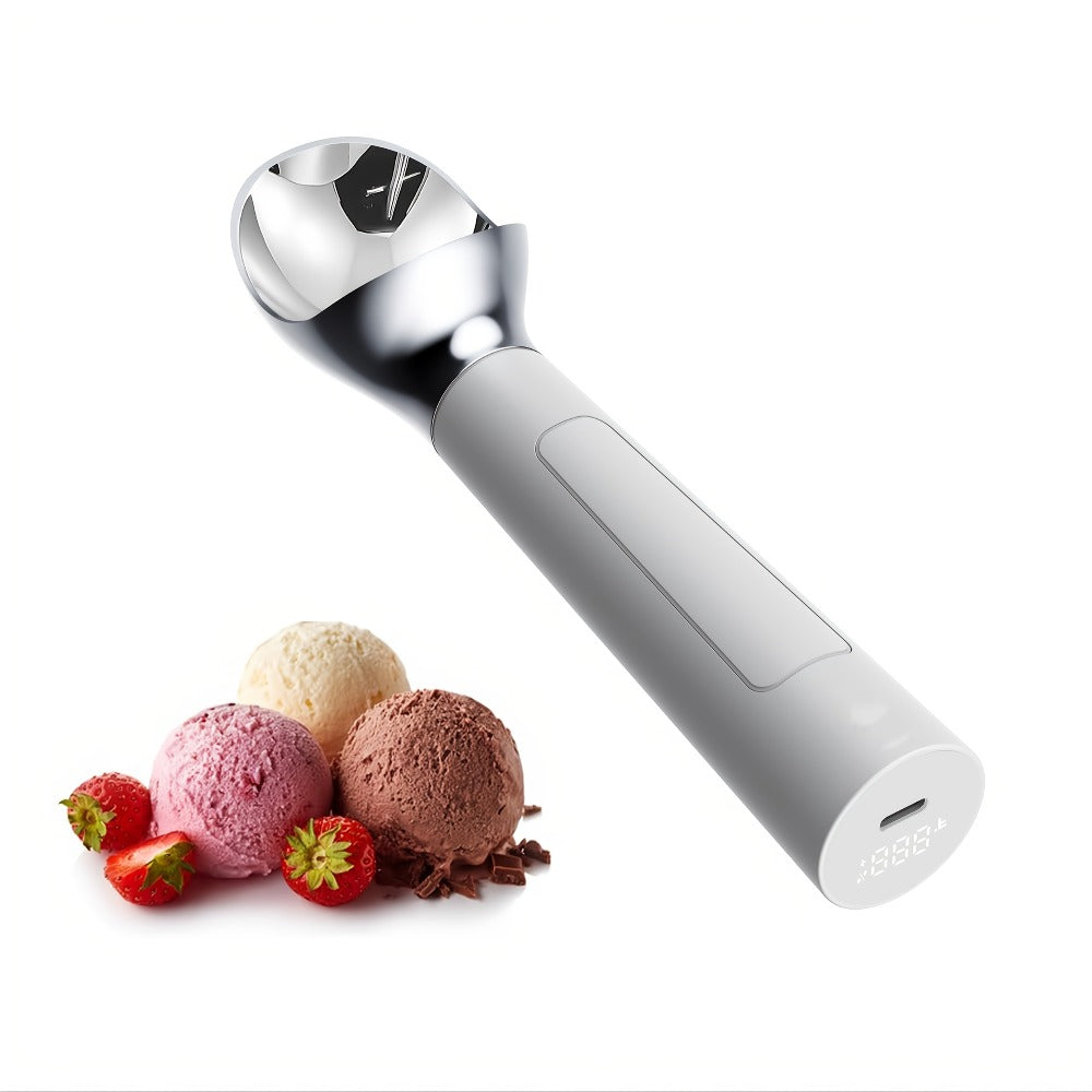 Heated Electric Ice Cream Scoop ¨C USB-C Rechargeable with 3 Temperature Levels up to 158¡ãF, Touch-Activated, IPX7 Waterproof, LED Display, Food Grade Stainless Steel, Ergonomic Design for Hard Ice Cream