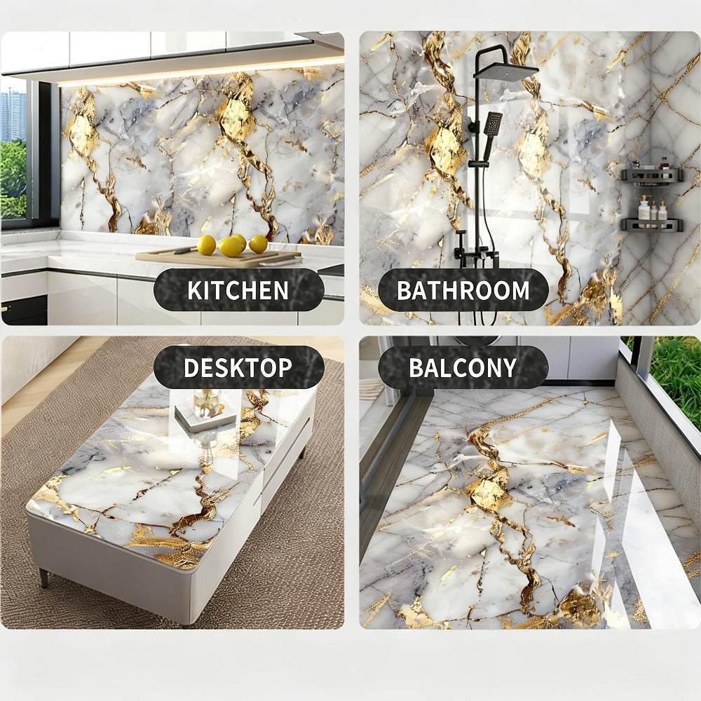 Peel and Stick Wall Tiles 50/100pcs Waterproof PVC Marble Self Adhesive Vinyl Tile Stickers for Bathroom Kitchen Living Room, TV Backdrop Shower Wall Panels Modern Home Decor Easy Installation