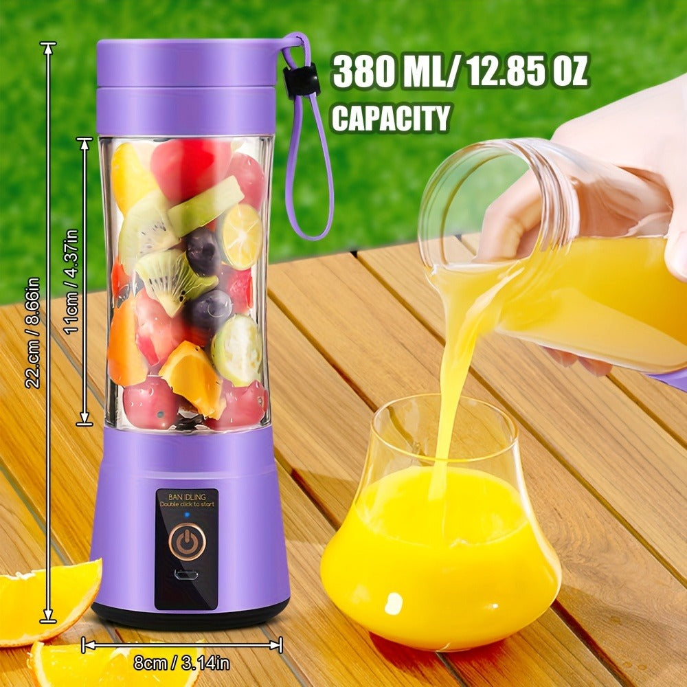 Portable Blender Cup USB Rechargeable 380ML - Mini Personal Blender with 6 Blades for Smoothies, Shakes & Juice, Compact Travel Blender for Office, Gym, Picnic & Outdoor, 5 Colors