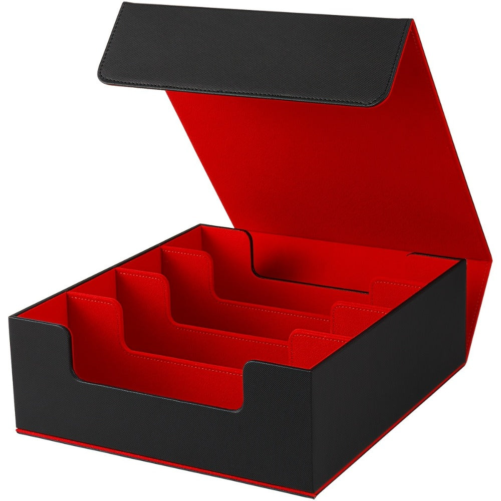 Trading Card Storage Box 4-Row Magnetic Lid with 24 Color Dividers & 4 Card Sleeves Holds 3000+ Cards Perfect Gift for TCG Collectors