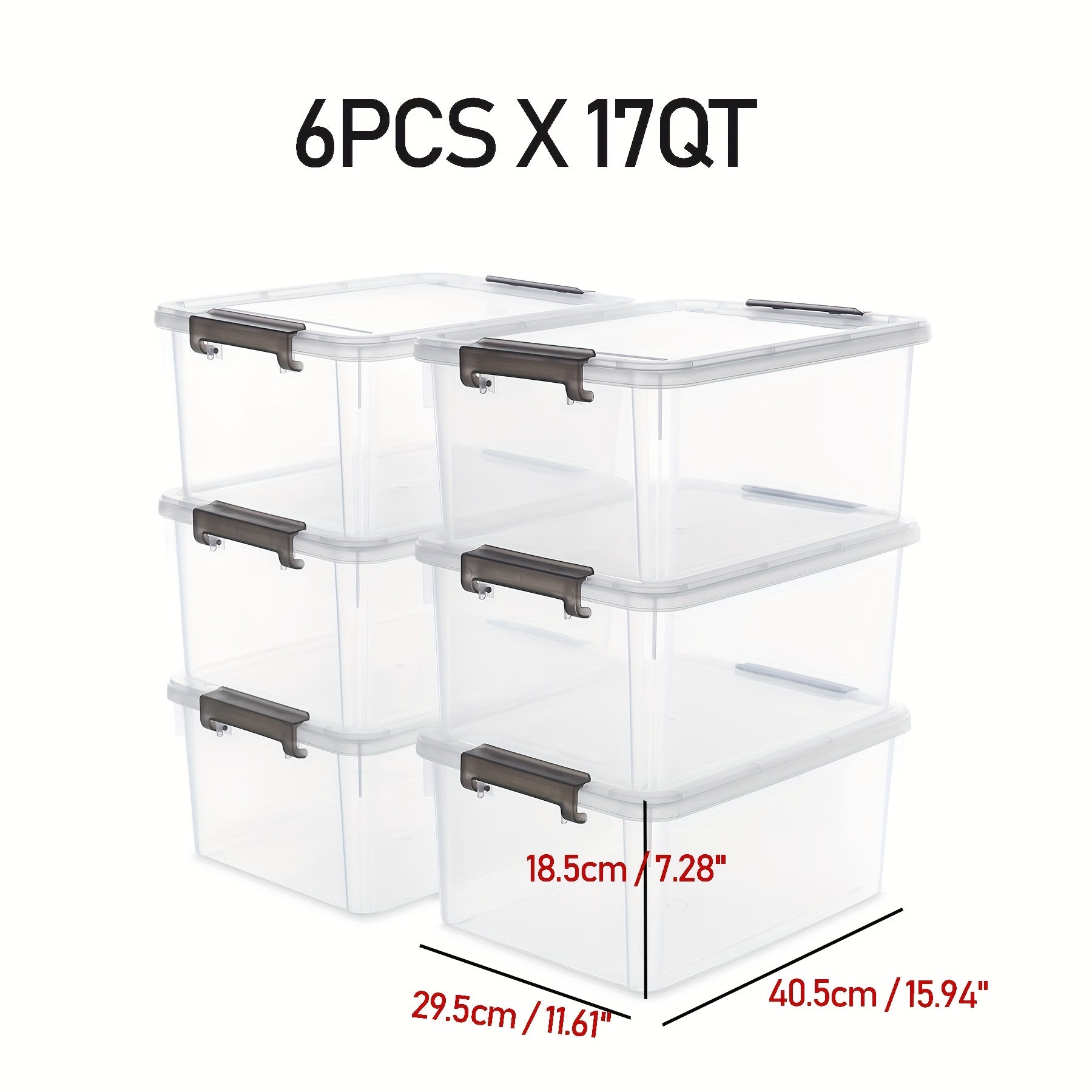 Clear Plastic Storage Bins with Lids 6 Pack Stackable Storage Containers with Snap-Tight Locks for Home, Office, Garage & Basement ¨C 17QT or 21QT, BPA-Free