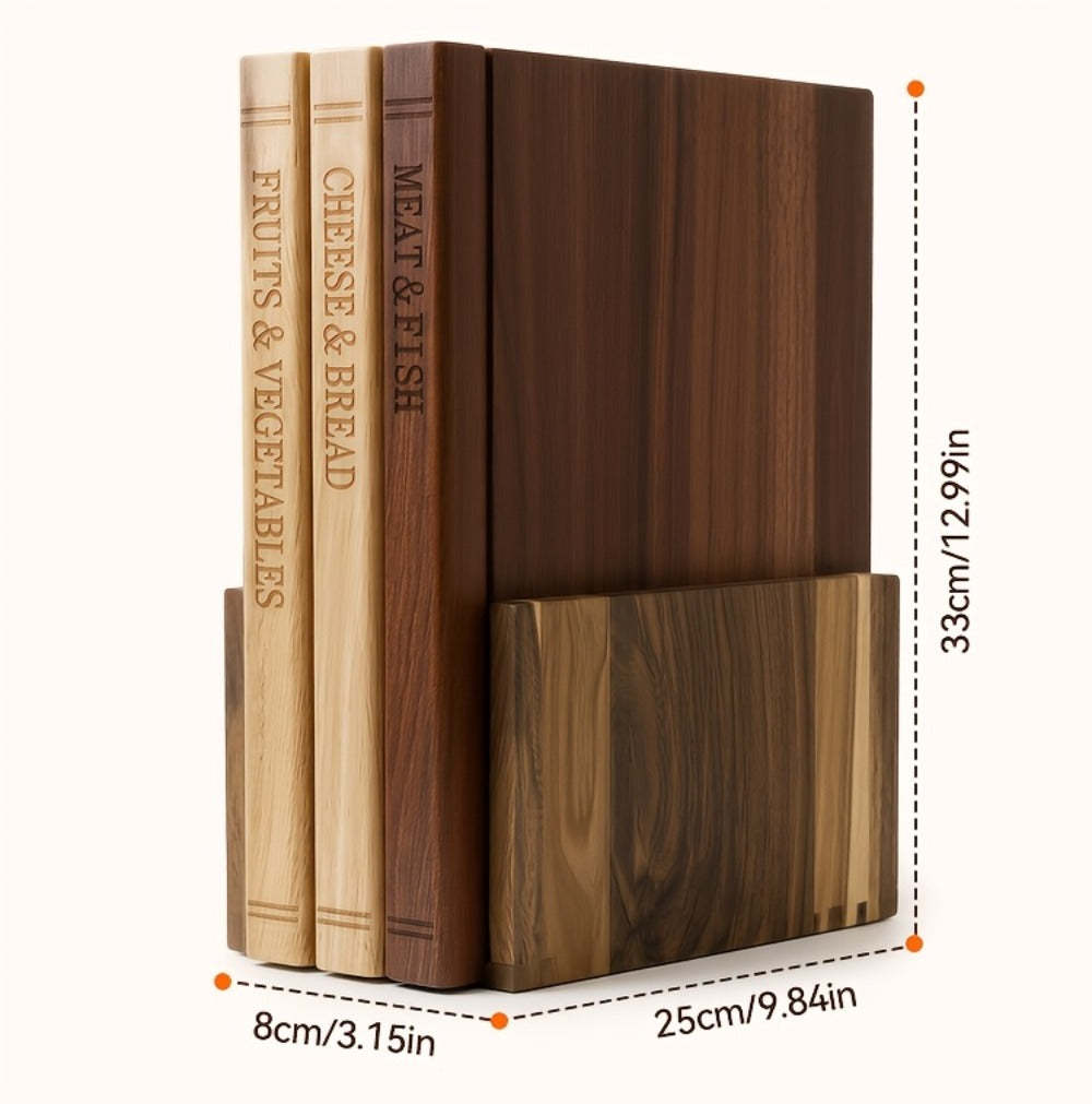 Acacia Wood Cutting Board Set 3 Piece with Stand Book Shaped Decorative Chopping Board for Vegetables Cheese Bread Meat Kitchen Gift Set