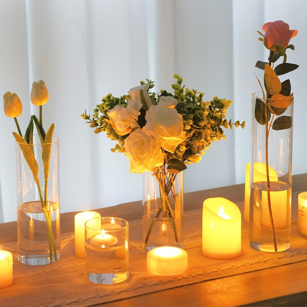 Clear Cylinder Glass Vases Set Wedding Centerpieces Home Decor