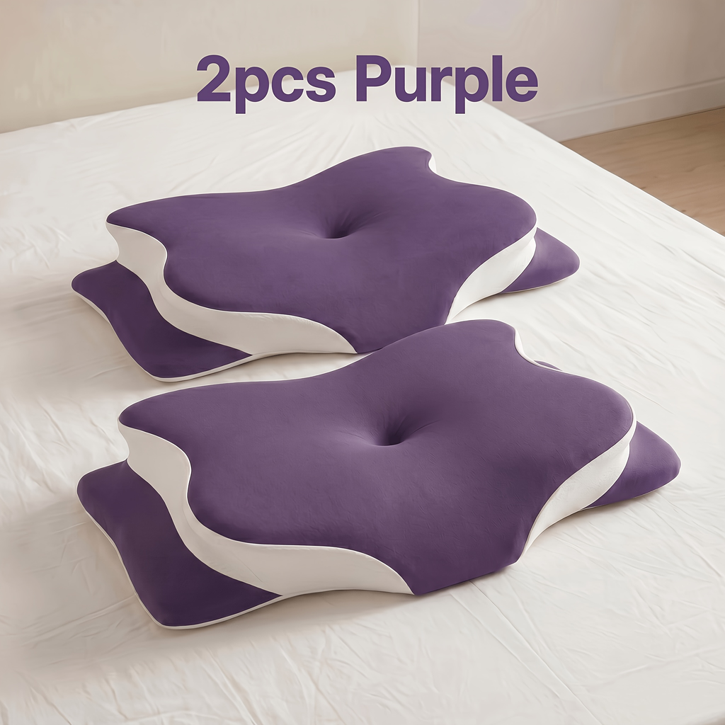 Cervical Neck Pillow for Sleeping - Butterfly Contour Memory Foam Ergonomic Support for Back & Side Sleepers, Slow Rebound Pressure Relief, Cervical Spine Alignment, Machine-Washable Cover, Multi-Color