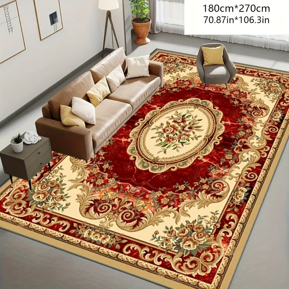 Red Imitation Cashmere Anti-Slip Washable Area Rug for Living Room Bedroom Dining Room Home Office Outdoor