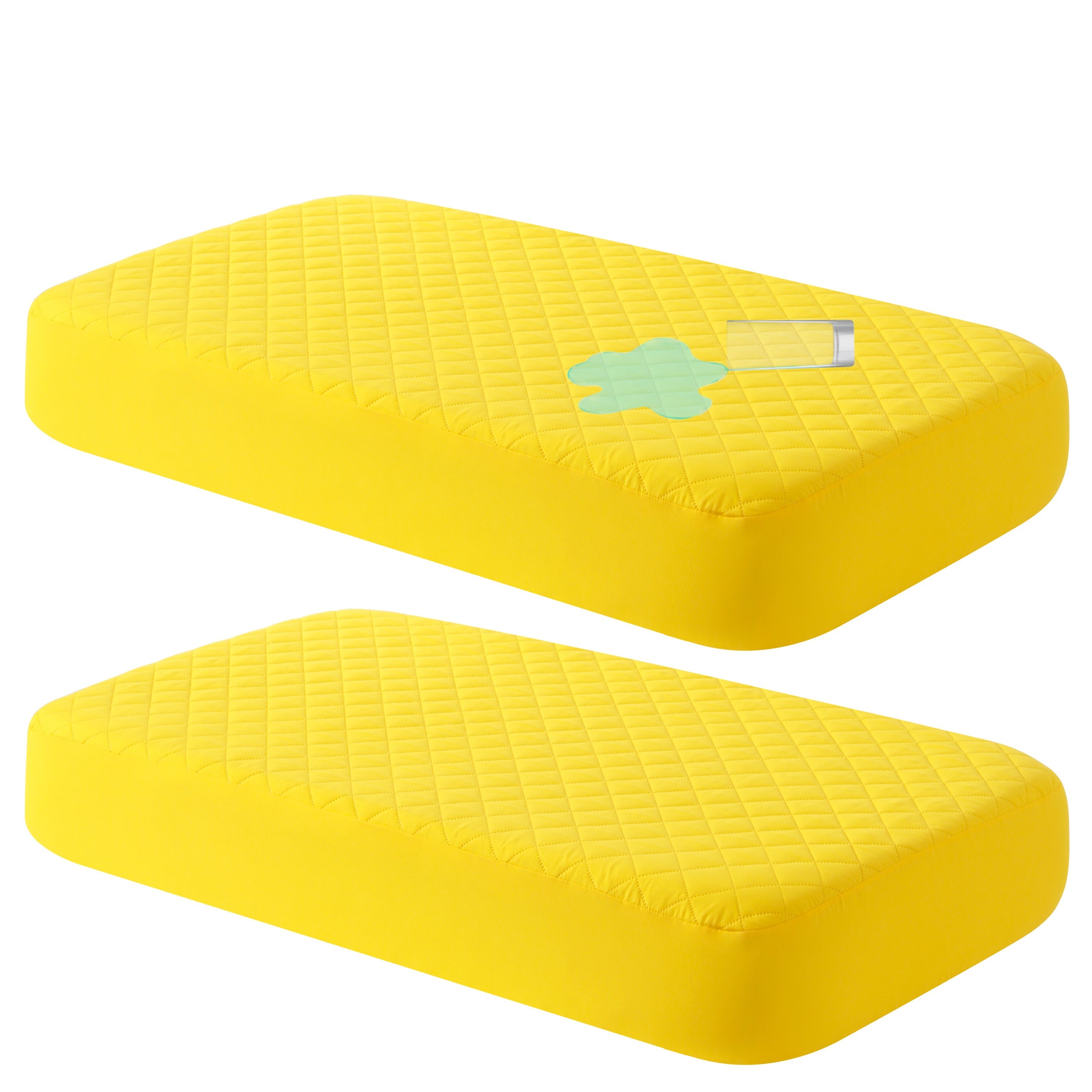 Mini Crib Mattress Protector Fitted Sheet 2 Pack ¨C Quilted Breathable No Noise Baby Mattress Cover | 100% Polyester Protective Play Mat for Standard & Mini Crib | Coffee, Black & Yellow