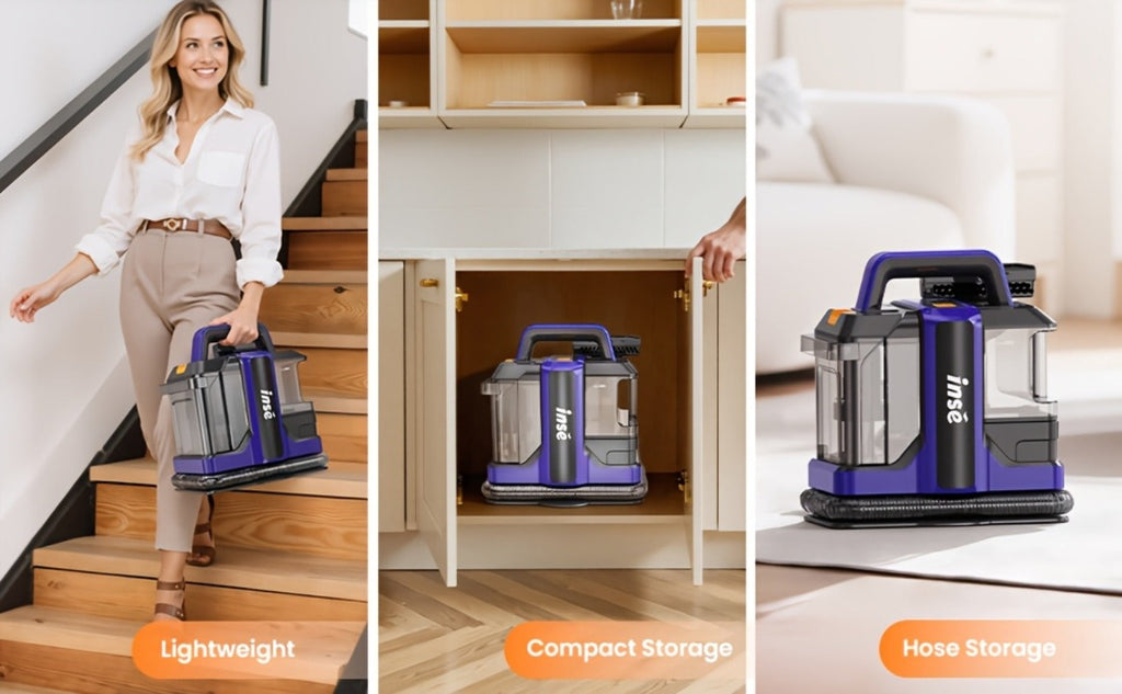 Portable Spot Cleaner for Carpet & Upholstery | Dual Brush Power Suction Stain Remover with Multifunctional Tools ¨C Deep Cleans Sofa, Car Seats, Stairs & Pet Stains