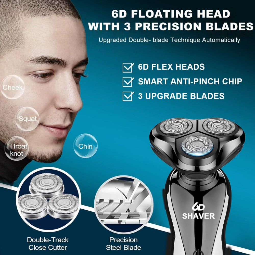 Men's Electric Shaver 3D Floating Head with LED Display - Rechargeable Washable Cordless Rotary Shaver for Home & Travel, Close Smooth Shave, Great Gift for Men, Boyfriend & Valentine's Day, 2-Pack