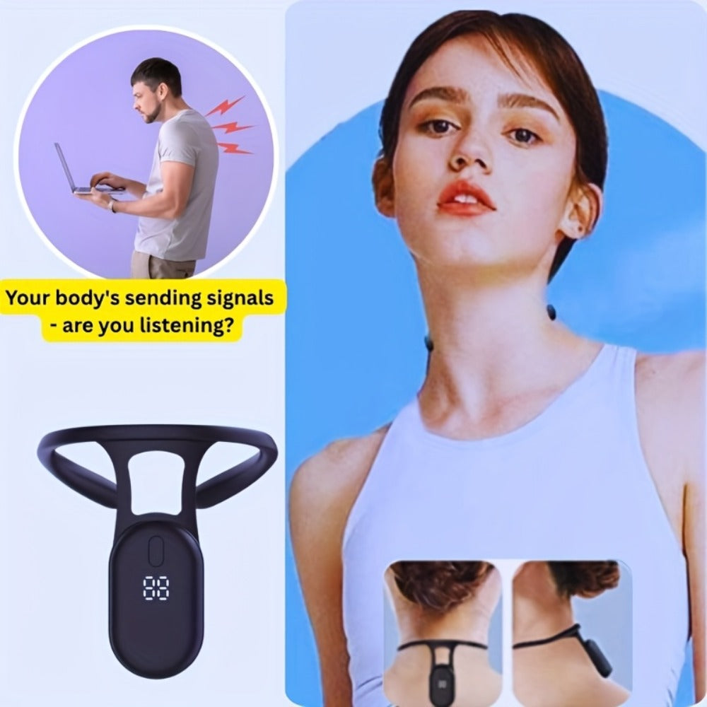 Posture Corrector Smart Vibration Reminder 1pc or 2pcs - Auto-Sensing 25¡ã Slouch Alert USB Rechargeable Neck Back Support Trainer for Desk Office Gaming, Breathable ABS Silicone, Gift Ready