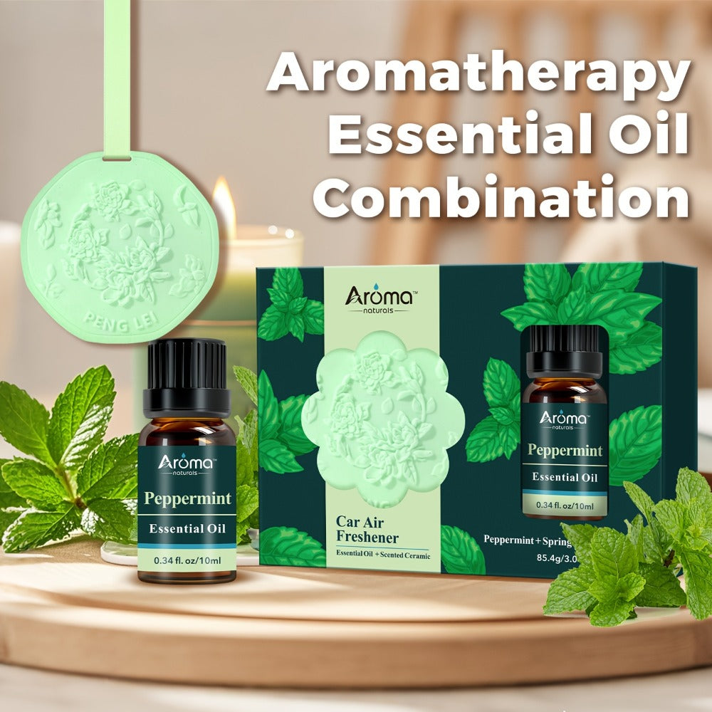 Peppermint Essential Oil 120ml 4oz Crisp Refreshing Mint Scent for Diffuser Candle Humidifier Car Air Freshener Home Decor Perfume Spray Aromatherapy with Ceramic Stone