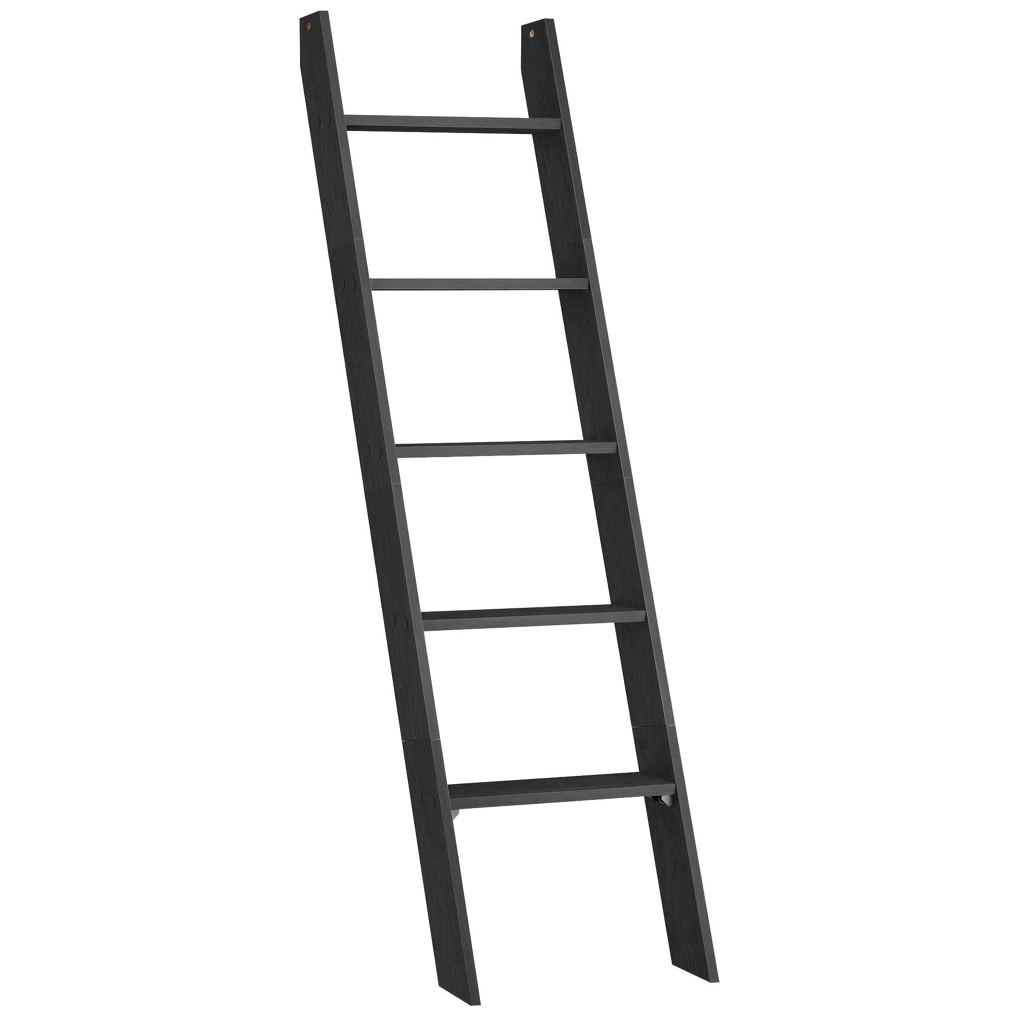 Blanket Ladder Shelf 5-Tier Freestanding Wood Ladder Rack for Blankets Towels Books Decor, Modern Farmhouse Ladder Shelf Wall Leaning Storage Organizer for Living Room Bedroom, 4 Colors