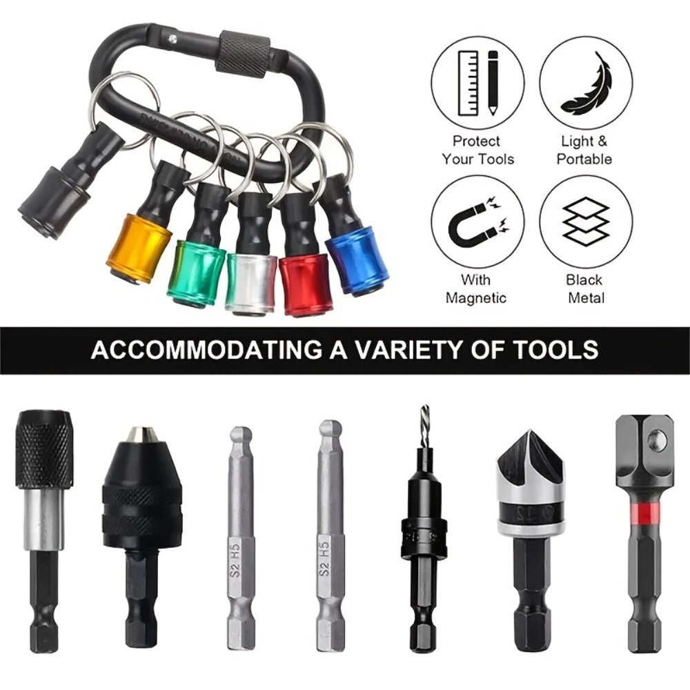Magnetic Drill Bit Keychain Set Funny Novelty Trick Tool Gift for Men Dad Husband Him - Unlimited Retractable Magnetic Snap Gag Gift White Elephant Christmas Stocking Stuffer Cool EDC Gadget