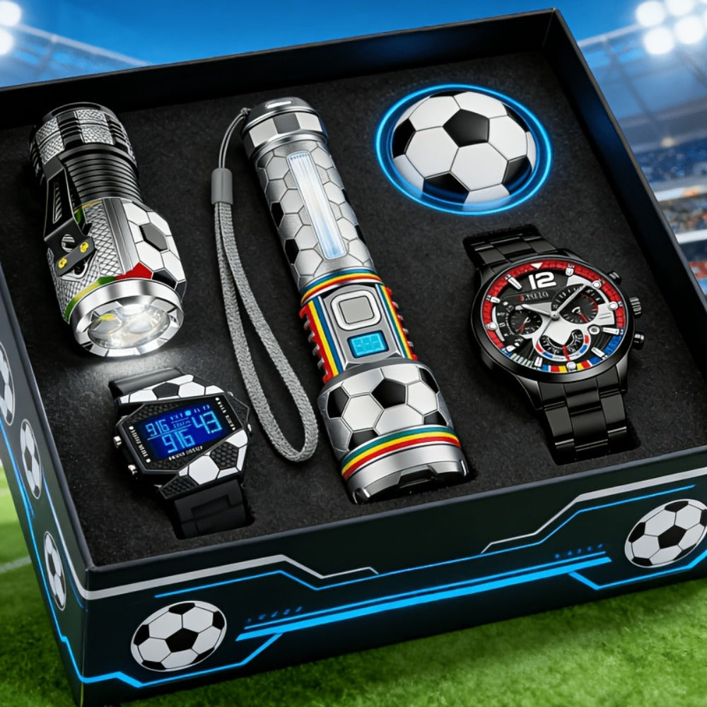 Flashlight & Watch Gift Set - Super Bright LED Handheld Flashlight with Multifunctional Watch, Adjustable Focus, Side Light, Multiple Modes & Long Range, Tactical Flashlight Gift Set for Men