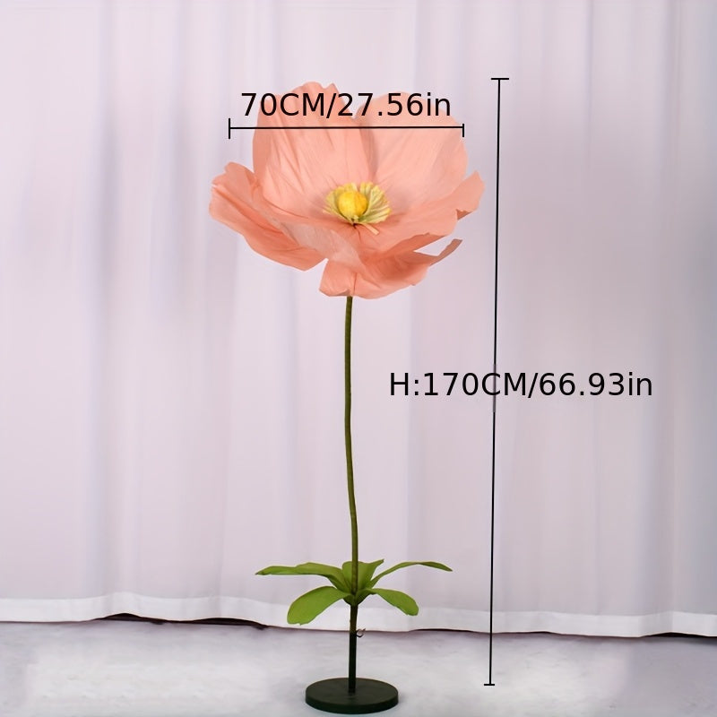 Giant Paper Poppy Artificial Flower - Super Large Floor Standing Fake Flower for Wedding Backdrop, Shop Window Display, Event & Party Decoration, Paper Art Floral Decor, Multiple Colors