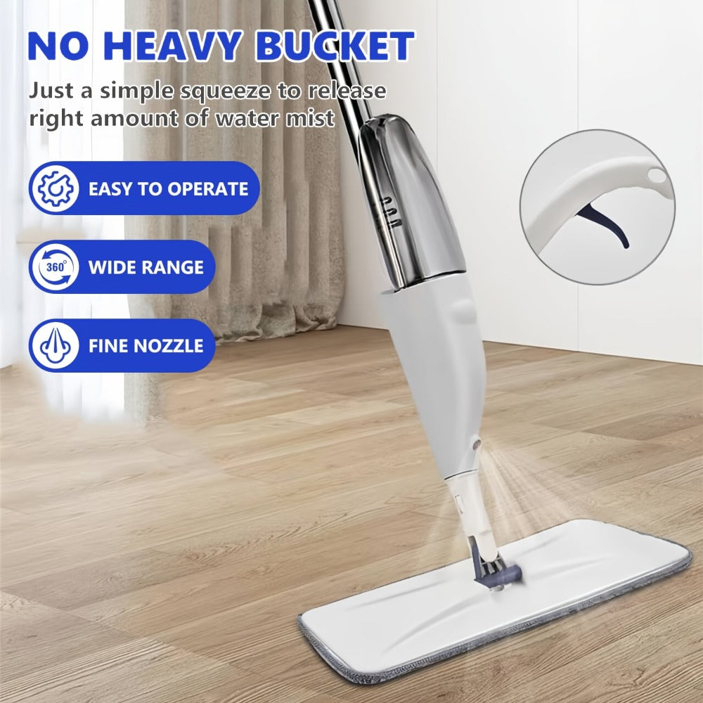 Spray Mop with 3 Washable Microfiber Carbon Fiber Pads Water Spraying Flat Mop Wet Dry Dual Use Floor Cleaning for Hardwood Laminate Tile Ceramic 4pc White