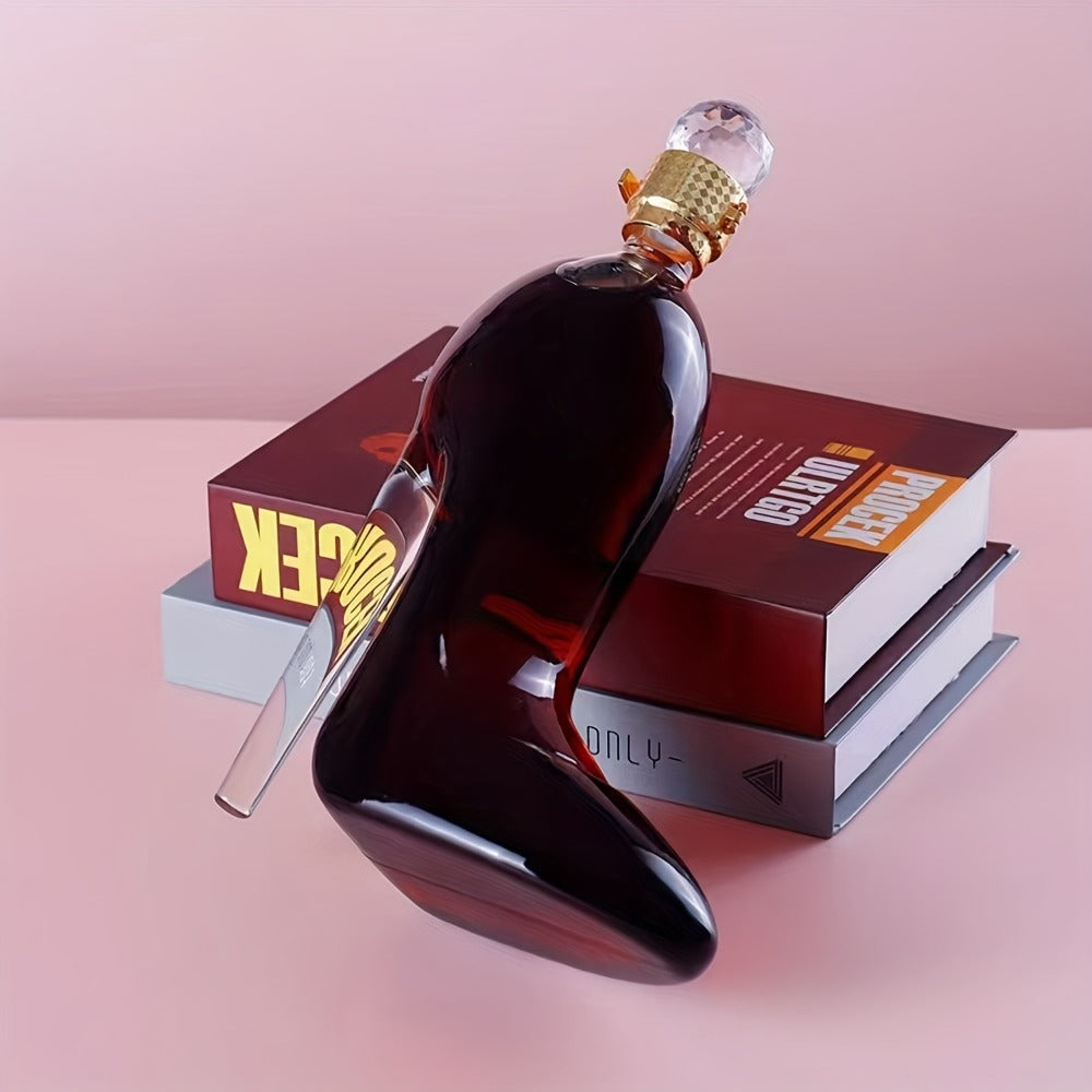 High Heel Shoe Decanter Crystal Glass with Stopper 26oz ¨C Handmade Lead-Free Transparent Wine Decanter for Kitchen Dining Decor, Valentine's Day & Holiday Gift