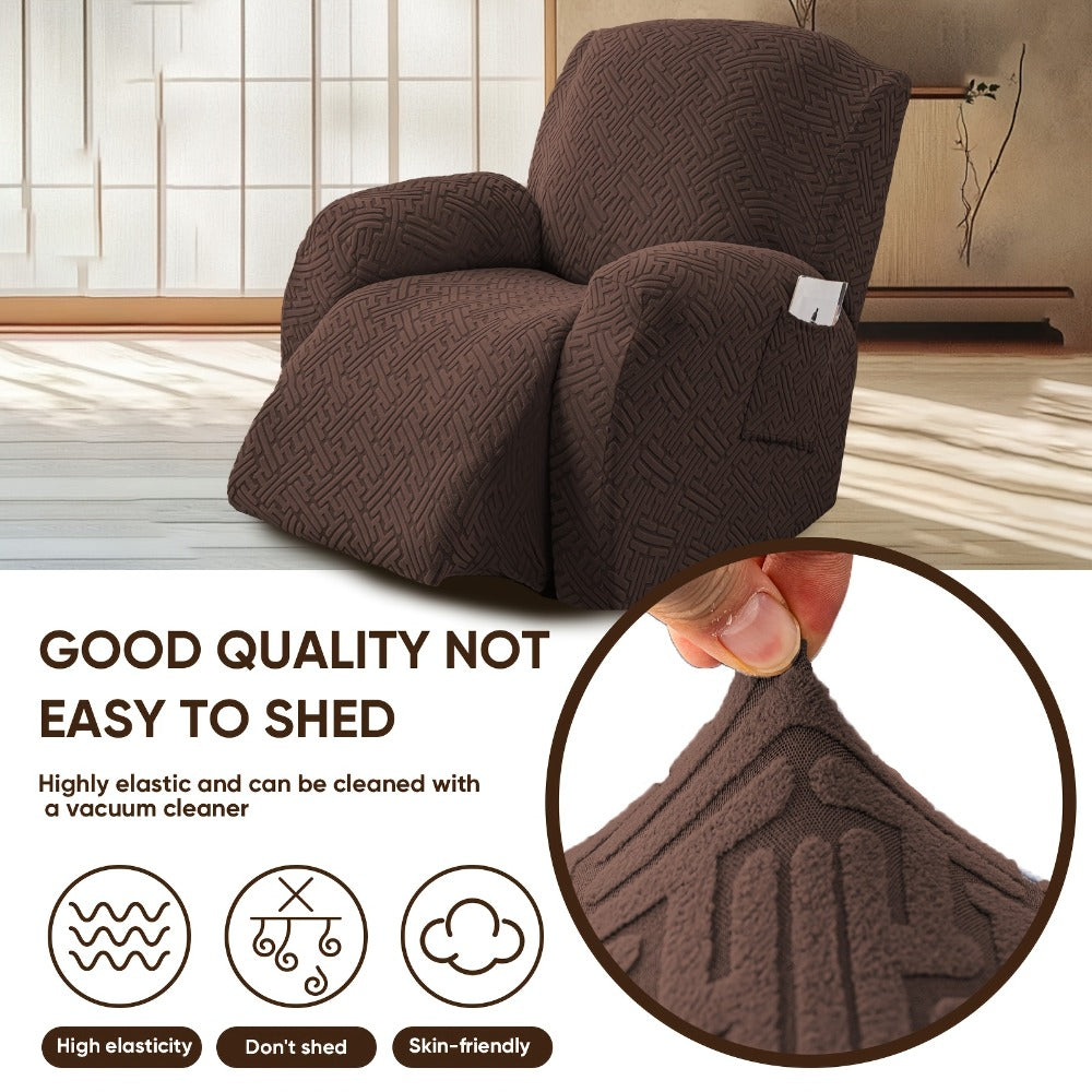 Stretch Recliner Slipcover with Pocket | All-Season 95% Polyester Spandex, All-in-One Recliner Chair Cover, Removable Washable Soft, Living Room Home Decor, 9 Colors