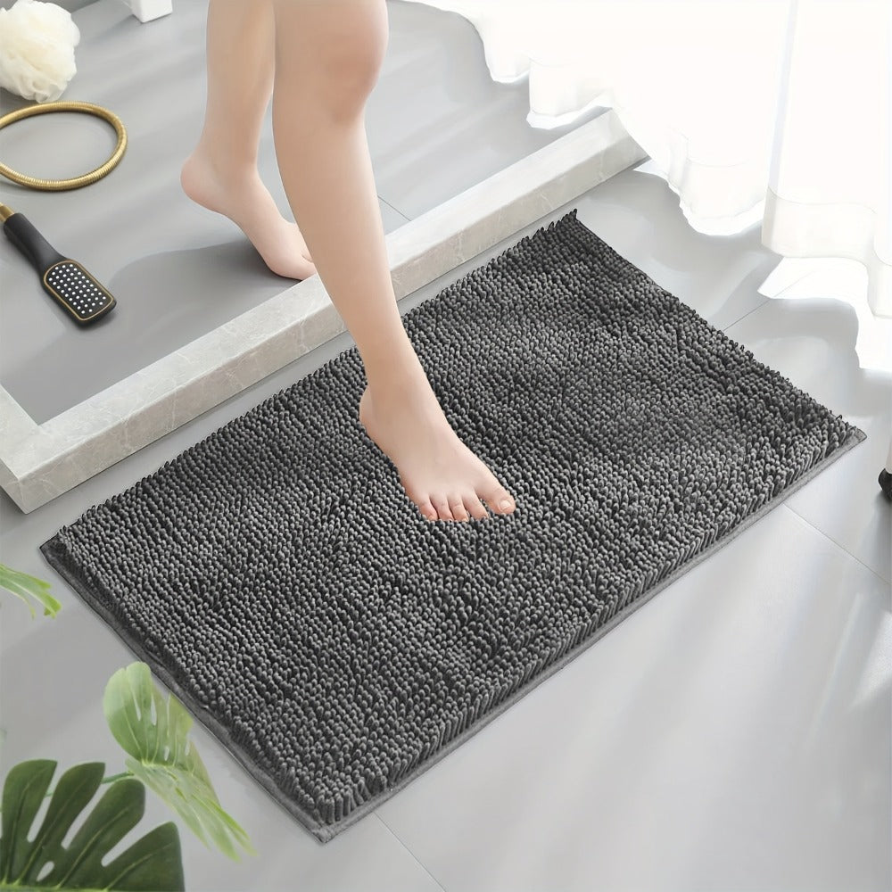 Chenille Bath Rug Extra Thick Soft Absorbent Non-Slip Bathroom Mat Machine Washable, Multiple Sizes & Colors