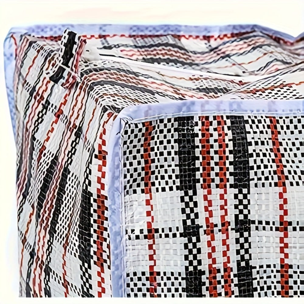 Large Moving Storage Bags 3 Pack Heavy Duty Reusable Zipper Organizer Bags for Clothes Bedding Blankets, High Capacity Checkered Fabric Bags for Home Moving Closet Organization Holiday Decor Storage