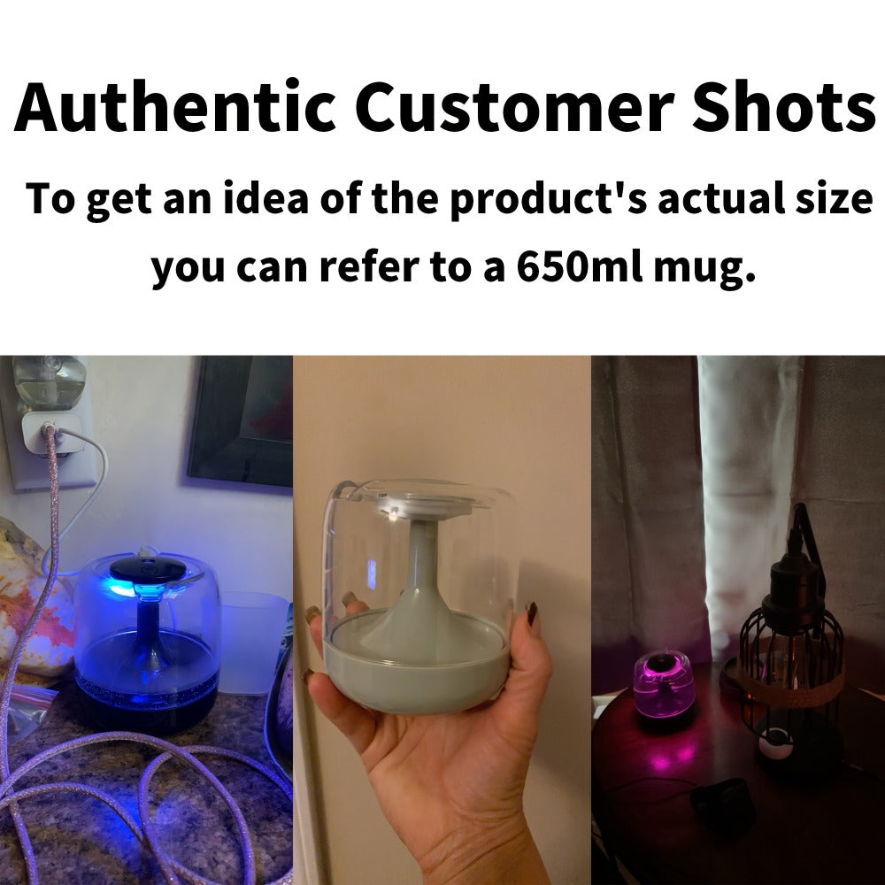 USB Humidifier with 7-Color Night Light ¨C Silent 26dB Double Mist Visible Water Tank 24-Hour Runtime for Bedroom Living Room Office Desktop Home Decor Gift
