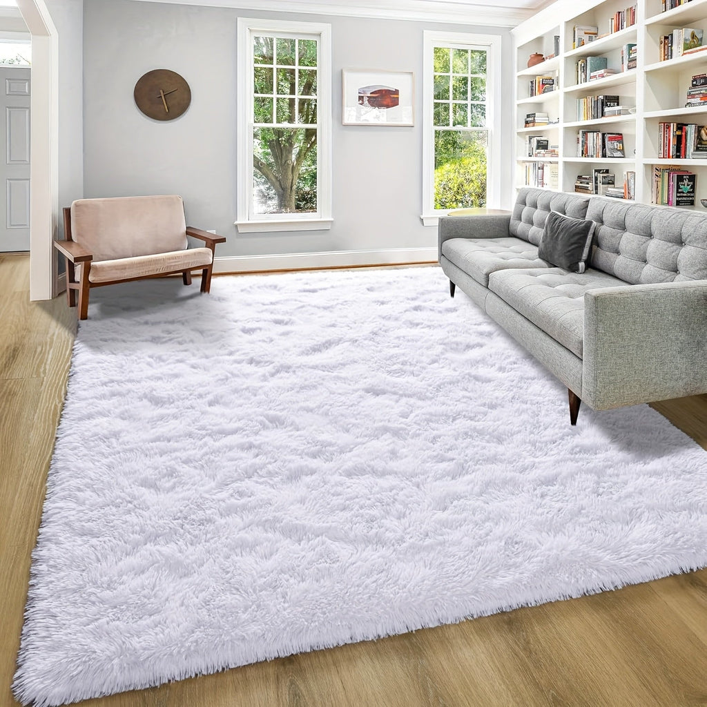 Shaggy Plush Area Rug - Soft Fluffy Carpet for Living Room, Bedroom & Sofa | Non-Slip Machine Washable Tie-Dye & Solid Color Long Pile Rug | Luxury Home Decor Floor Mat in Multiple Sizes & Colors