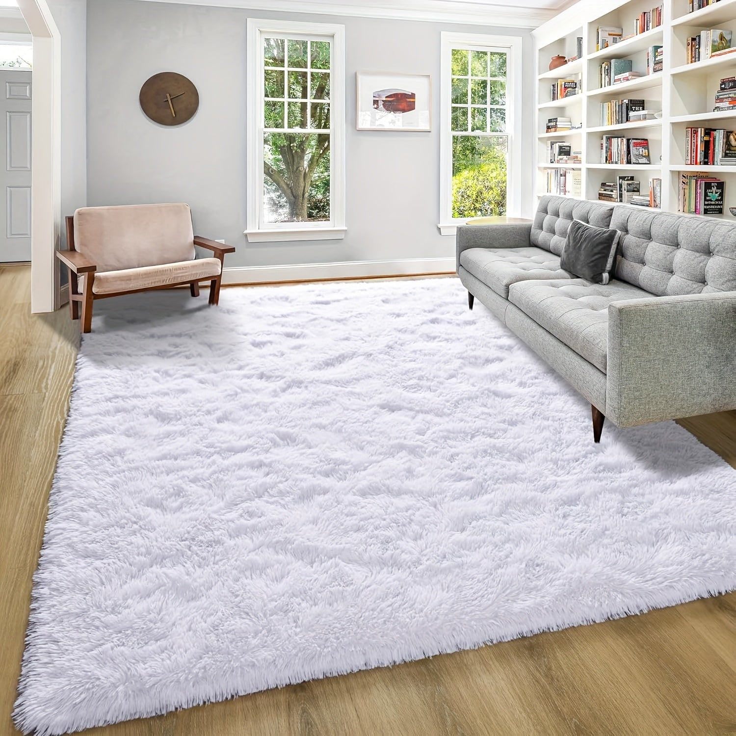 Shaggy Plush Area Rug - Soft Fluffy Carpet for Living Room, Bedroom & Sofa | Non-Slip Machine Washable Tie-Dye & Solid Color Long Pile Rug | Luxury Home Decor Floor Mat in Multiple Sizes & Colors