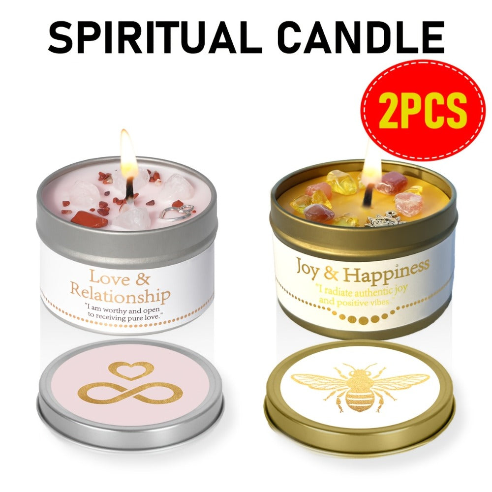 Manifestation Candles Scented Soy Wax with Crystal & Guidance Card for Meditation Yoga Focus | Law of Attraction Abundance Candle | Christmas Birthday Gift for Women
