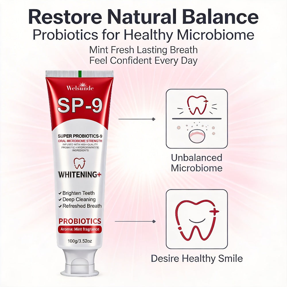 Probiotic Toothpaste with Hydroxyapatite ¨C Super Probiotics-9 European Formula, Deep Cleaning & Gum Care, Mint Fresh Breath, Teeth Brightening Oral Care Gift for Women & Men, 100g