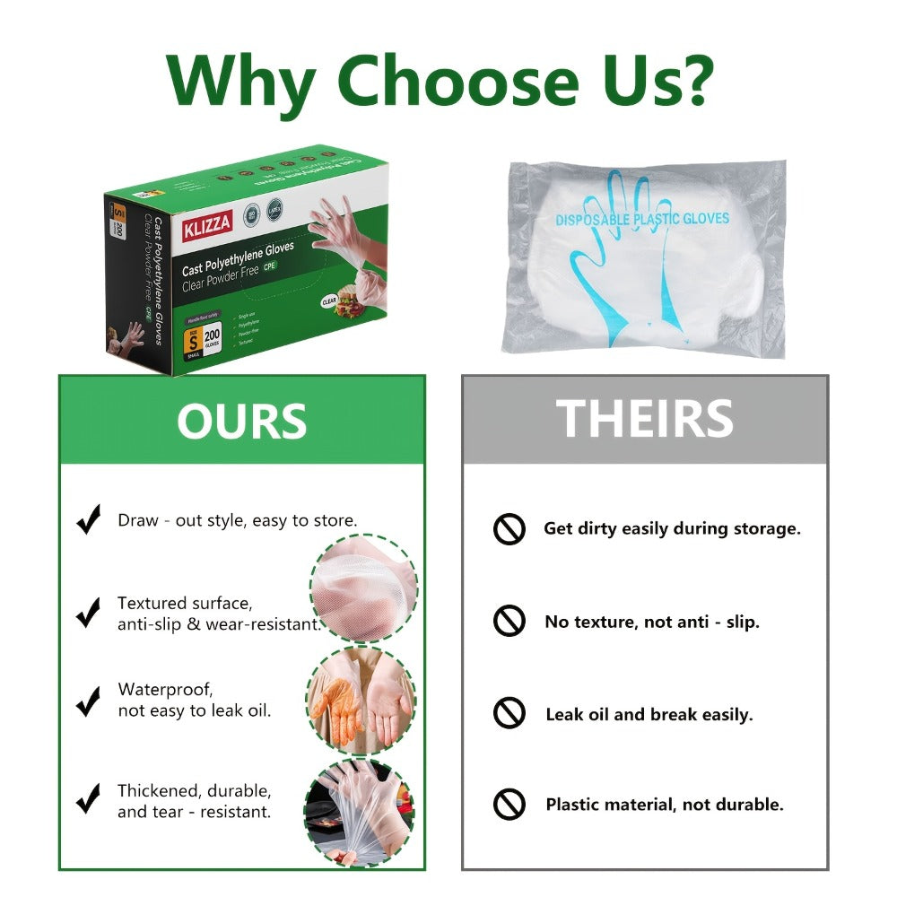 Clear Poly Disposable Gloves 200/1000PCS Oil Resistant Food Safe Cooking Cleaning Gloves S M XL