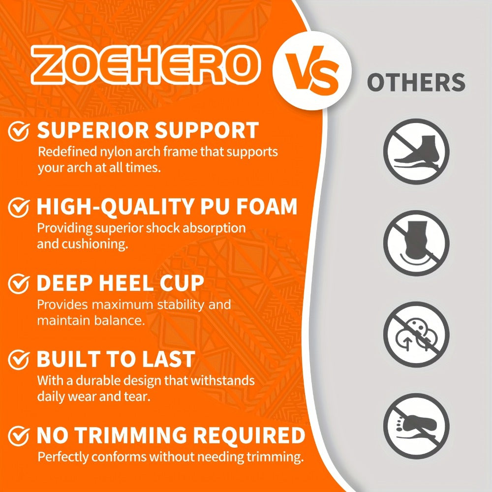 Arch Support Insoles for Men and Women Heavy Duty Shoe Inserts with Deep U-Shaped Heel Cup High-Density PU Foam Shock Absorption Breathable Fabric Plantar Fasciitis Flat Feet Pain Relief All Day Comfort