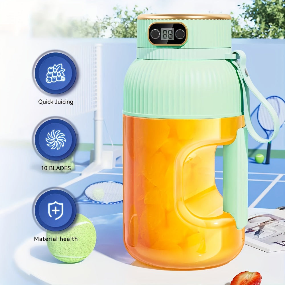 Portable Juicer Travel Blender with Digital Display 33.8oz - Motorized Wireless Blender for Smoothies, Milkshakes & Protein Shakes, Rechargeable Mini Blender for Gym, Picnic & Travel, No Outlet Needed