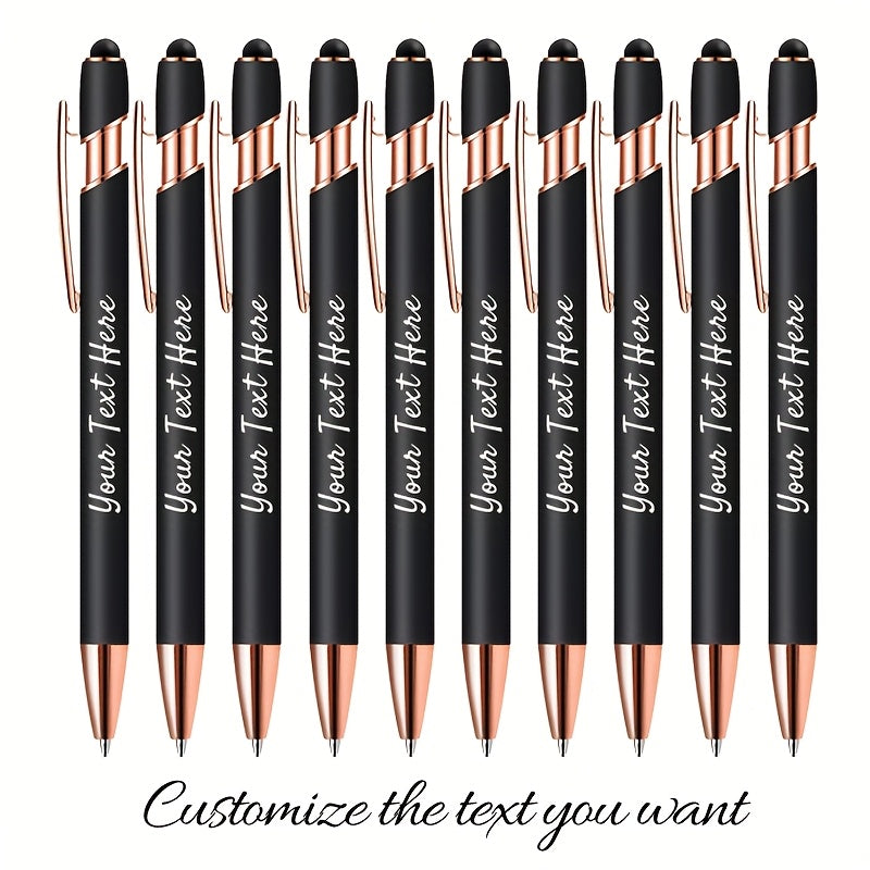 Personalized Metal Ballpoint Pens 10pcs Custom Engraved with Name or Logo - Smooth Black Ink, Elegant Business Gift Pens for Daily Office Use, Christmas, Thanksgiving, Halloween, Corporate Giveaways