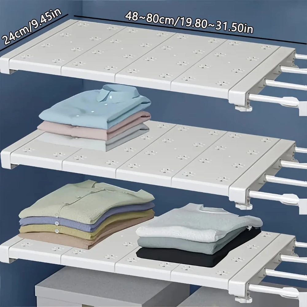 Adjustable Tension Shelf Rod Metal Storage Rack Expandable 18.9-31.5 Inch Closet Organizer Cabinet Wardrobe Kitchen Bathroom Shelf Divider