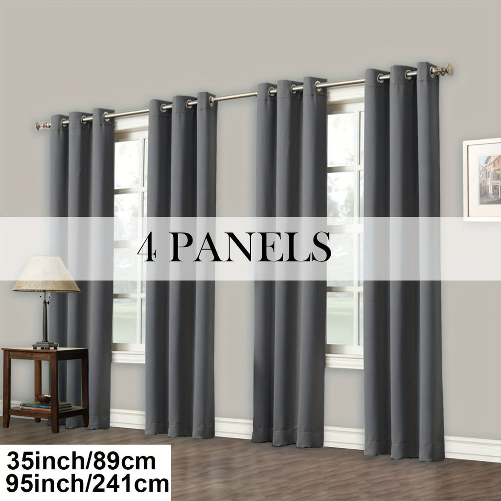Blackout Curtains Grommet Top Room Darkening Window Drapes 4 Panels Set Living Room Bedroom